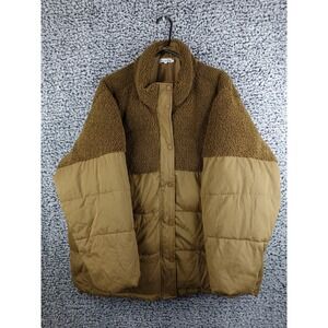 Good American Sherpa Mix Cocoon Teddy Bear Puffer Jacket Sz 5‎